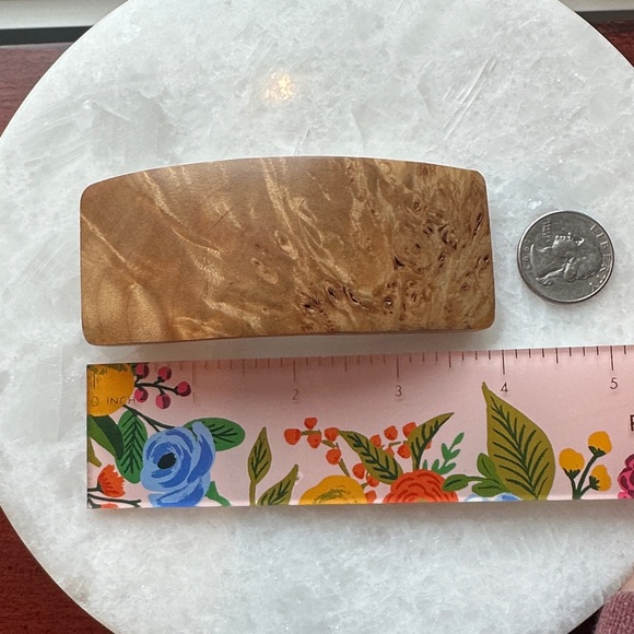 Vintage French Burl Wood Barrette – Made in France Natural Wood Hair Clip